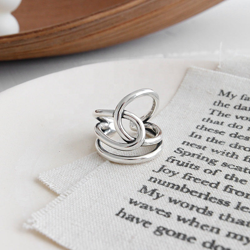 Large Silver Knot Statement Ring