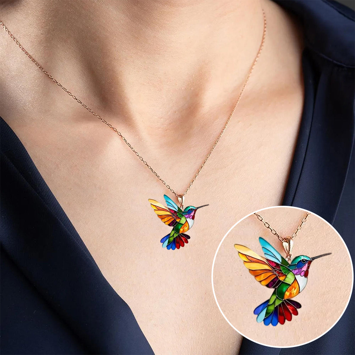 Elegant Hummingbird Design Necklace