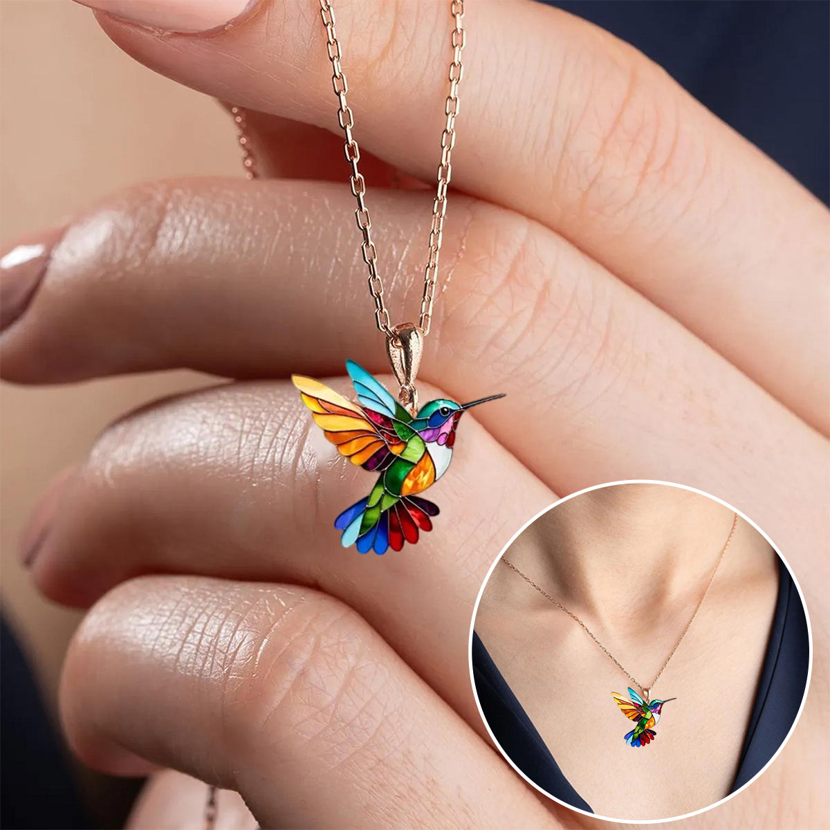 Elegant Hummingbird Design Necklace