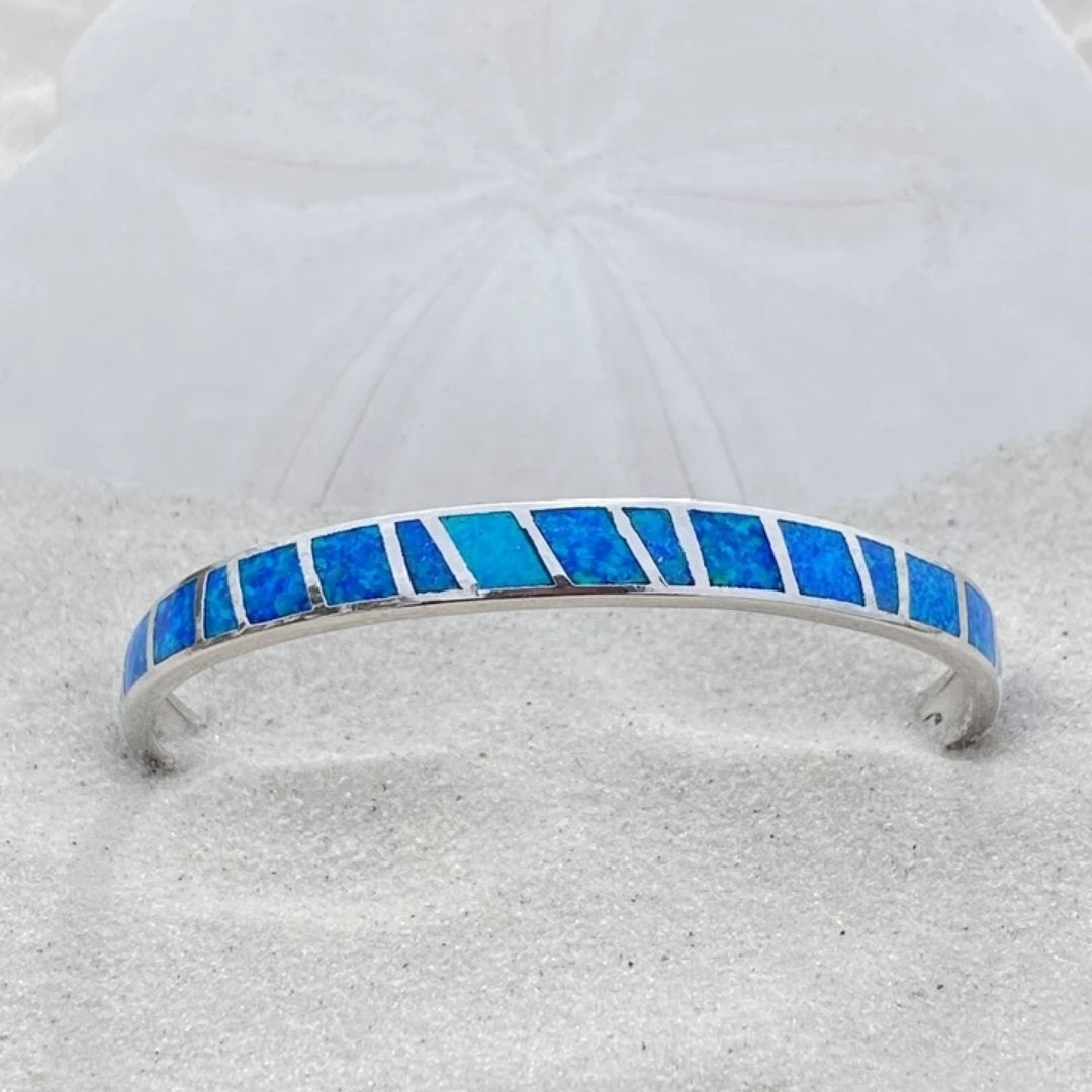 Blue and Silver Opal Beaded Bracelet