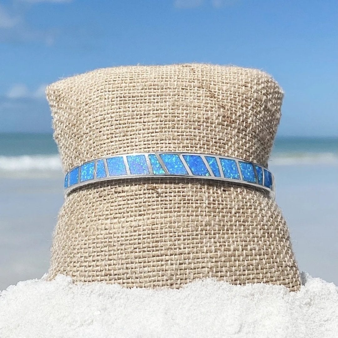 Blue and Silver Opal Beaded Bracelet