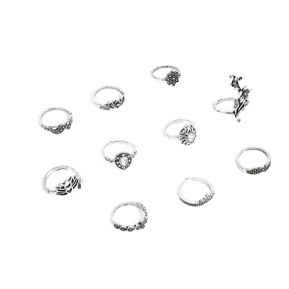 Antique Silver Enchanted Forest Ring Set