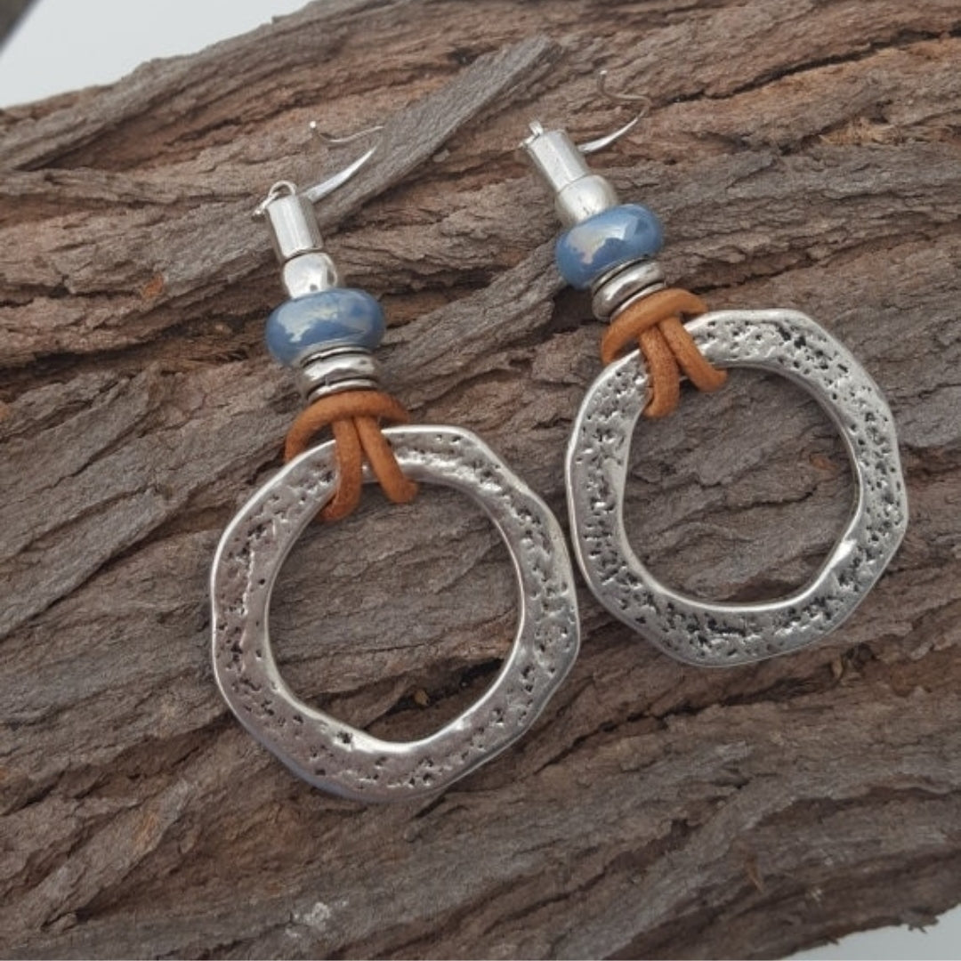 Retro Bohemian Silver Circle Earrings
