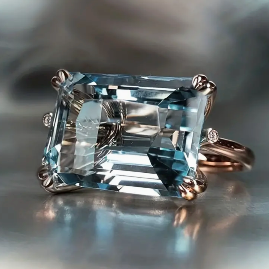 Antique-Style Blue Zircon Ring