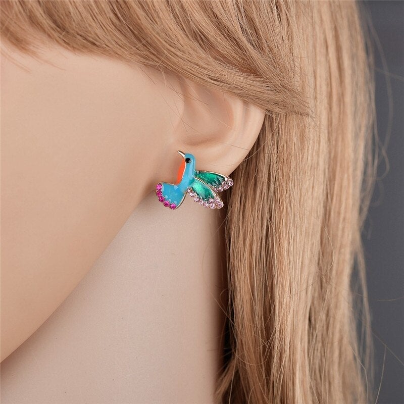 Elegant Hummingbird Earrings with Crystal Accents