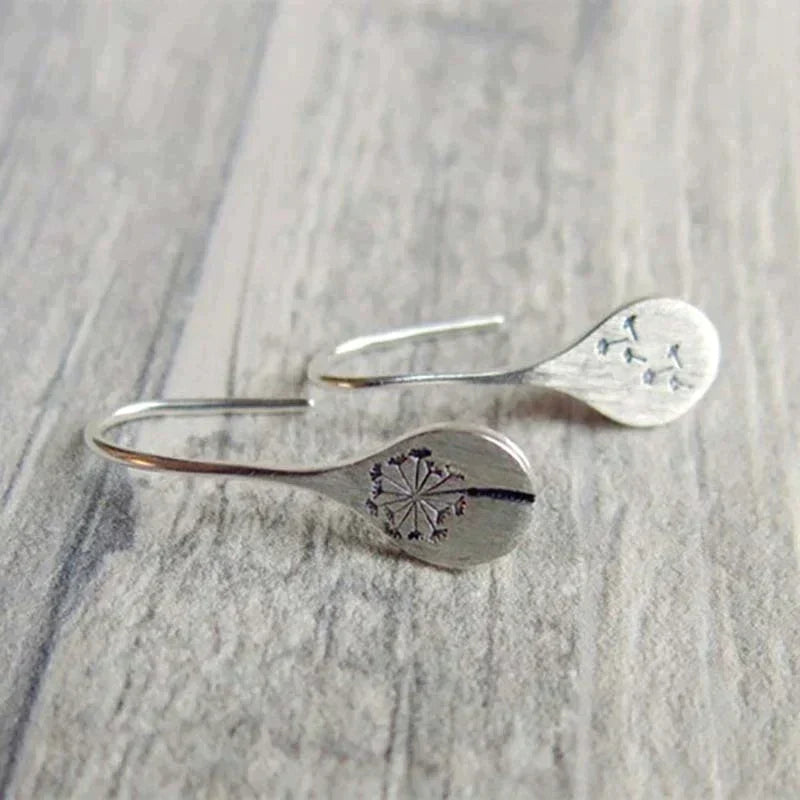 Sterling Silver Dandelion Leaf Earrings