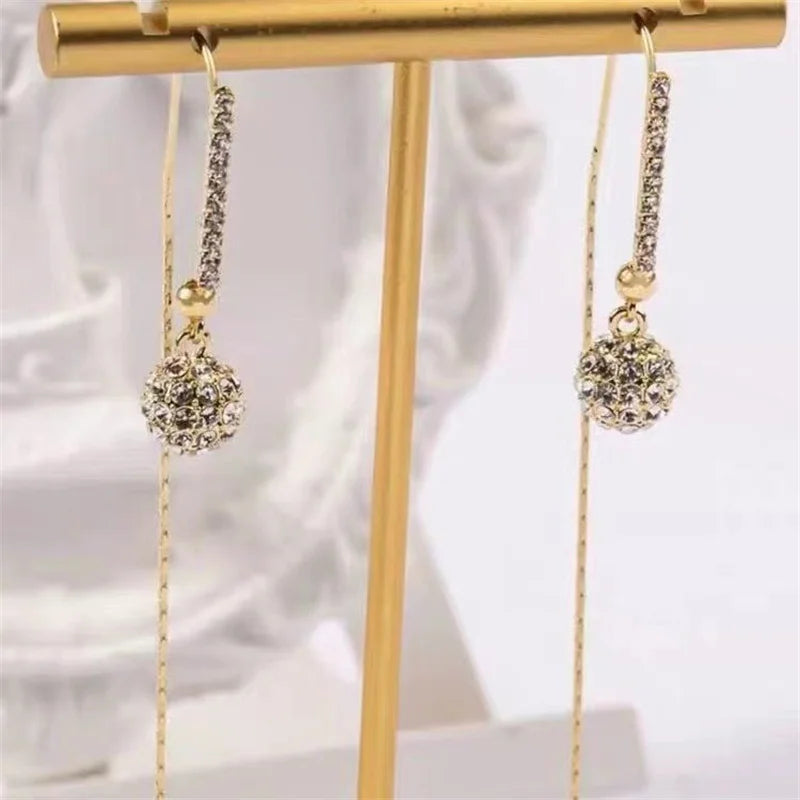 Stylish Women's Zircon Ball Pendant Earrings