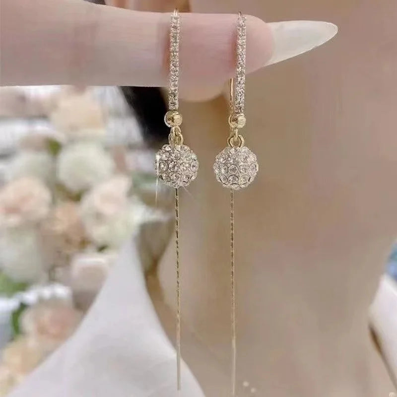 Stylish Women's Zircon Ball Pendant Earrings