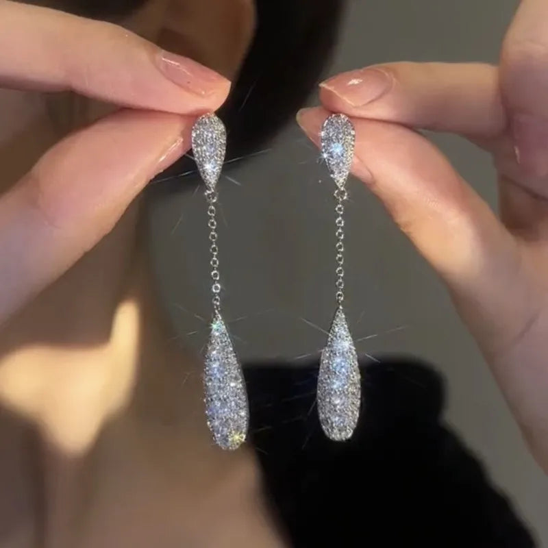 Stylish Women's Zircon Ball Pendant Earrings