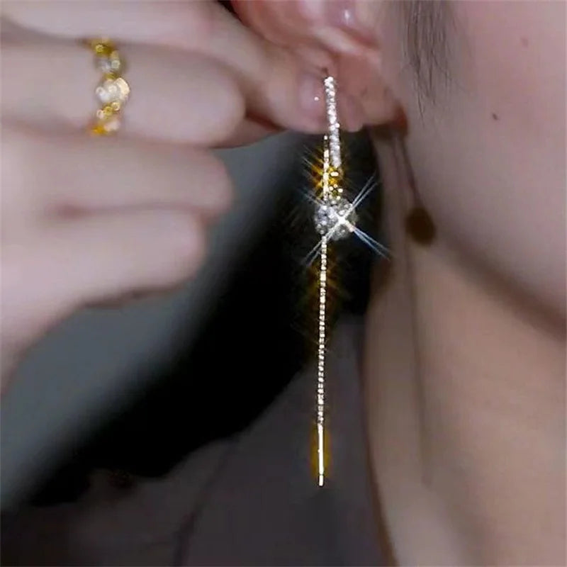 Stylish Women's Zircon Ball Pendant Earrings