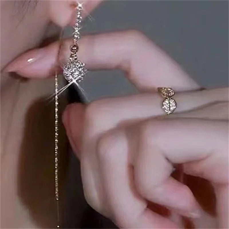 Stylish Women's Zircon Ball Pendant Earrings