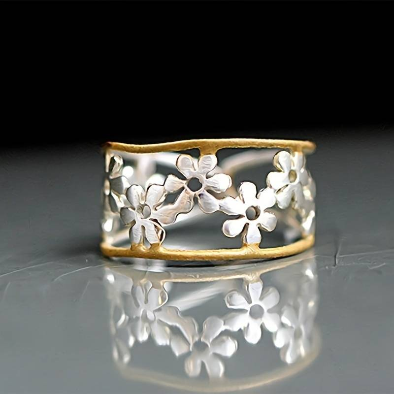 Unique Openwork Flower Ring