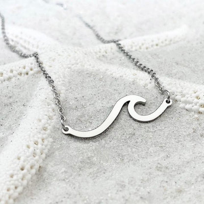 Ocean-Inspired Silver Wave Necklace