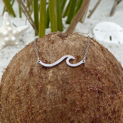 Ocean-Inspired Silver Wave Necklace