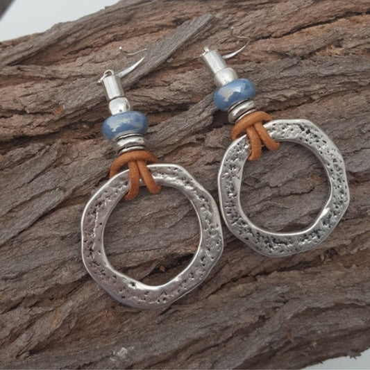 Retro Bohemian Silver Circle Earrings