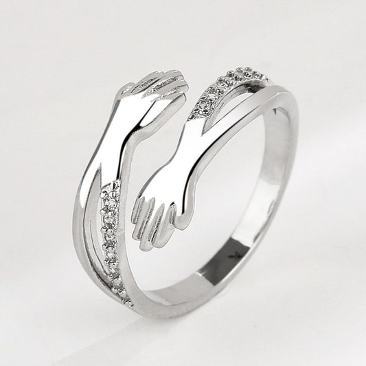 Adjustable Hug Ring with Zirconia in Gold and Silver Finish