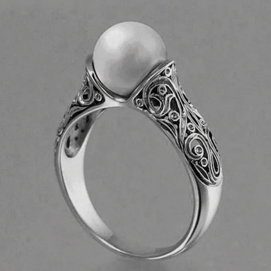 Antique Silver Pearl Ring
