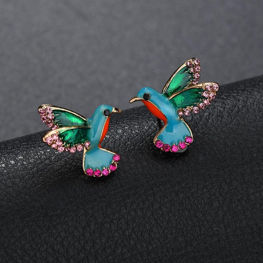 Elegant Hummingbird Earrings with Crystal Accents