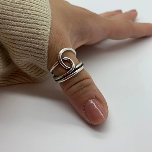 Large Silver Knot Statement Ring