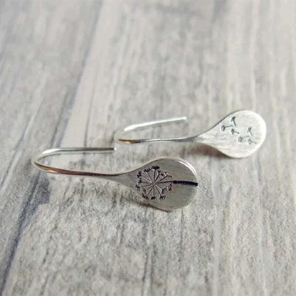Sterling Silver Dandelion Leaf Earrings