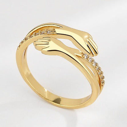 Adjustable Hug Ring with Zirconia in Gold and Silver Finish