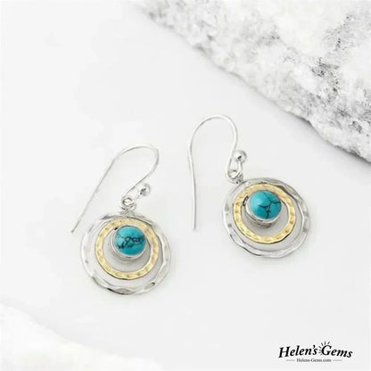 Bohemian Saturn Earrings in Turquoise and Gold