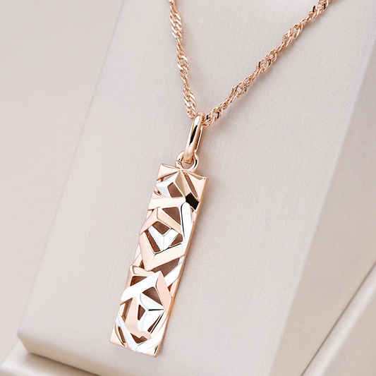 Chic Rectangular Gold Pendant Necklace