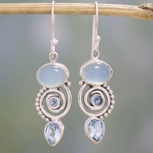 Retro Moonstone Drop Earrings