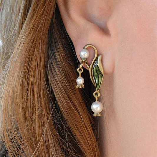 Bohemian Earrings Featuring Enamel and Pearls