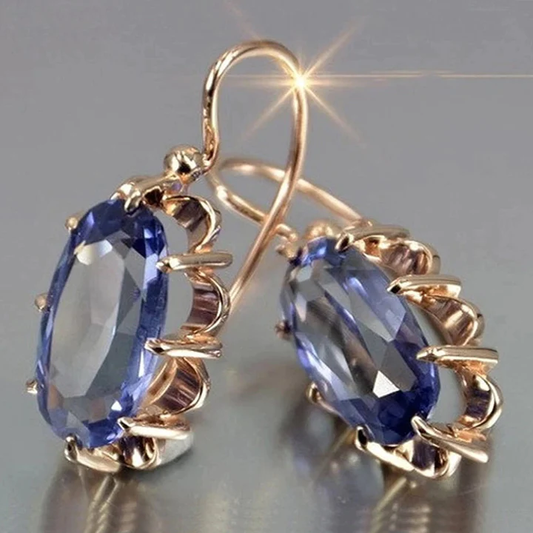 Retro Blue Zircon Earrings