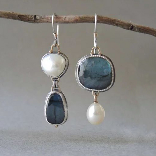 Retro Natural Blue Gemstone Earrings