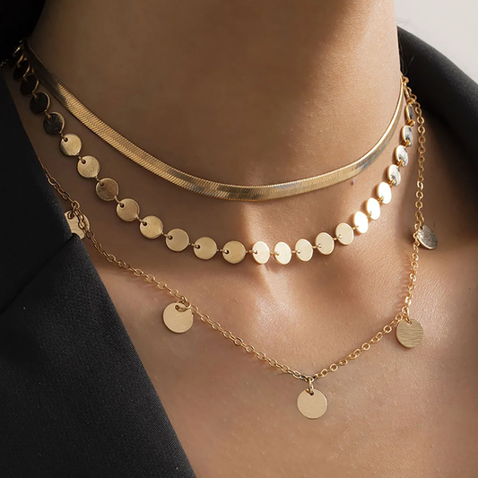 Retro Gold-Plated Necklace with Plate Design