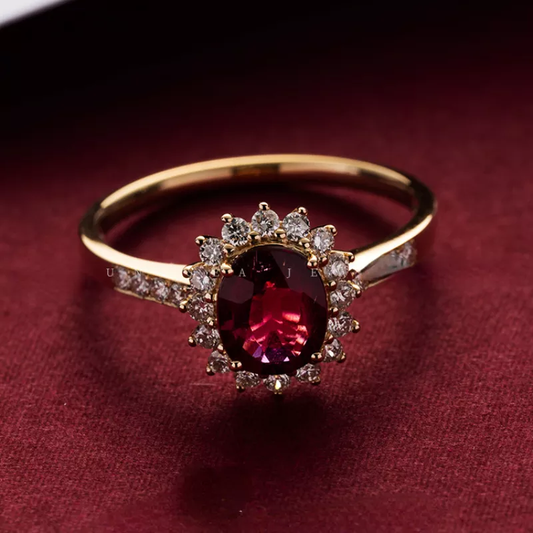 Retro Red Crystal Gold Ring