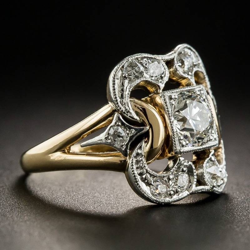 Retro Gold Ring with Zirconia Accents