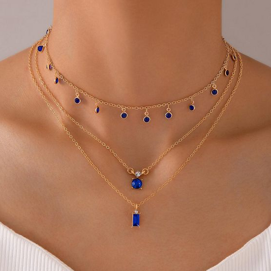 Retro Golden and Blue Necklace