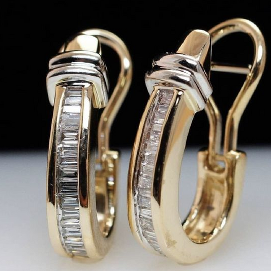 Antique Inlaid Crystal Gold Earrings
