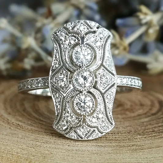 Retro Bright Zirconia Silver Ring