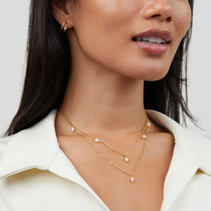 Pearl Drop Layered Necklace