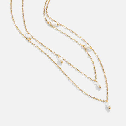 Pearl Drop Layered Necklace