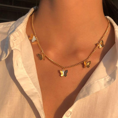 Butterfly Necklace with Silver and Gold Plating